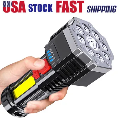 Portable 9 LED Flashlight COB Work Light Torch USB Rechargeable Camping Lamp • $12.97
