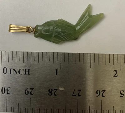 $20 • Buy Vintage Nephrite Green Carved Jade Pendant