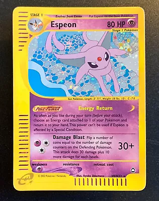 Pokemon Espeon H9/H32 Rare Holo Aquapolis Eng • $73.56