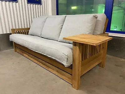 £900 • Buy 3 Seater Solid Oak Futon Company Sofa Bed With Pillows