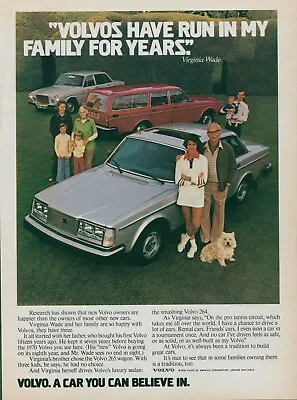 1978 Volvo 264 265 Virginia Wade Tennis Player Westie Terrier Vtg Print Ad SI2 • $15.99