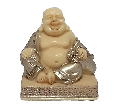 Small Laughing Buddha Resin Ornament Gold Colour 6.5 Cm High Oriental Meditation • £6.75