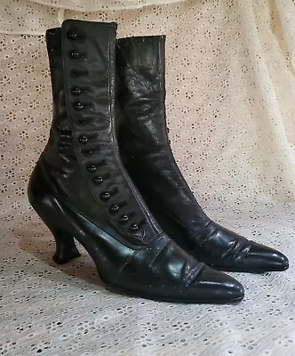 $95 • Buy Victorian Ladies Black Hightop Button Shoes