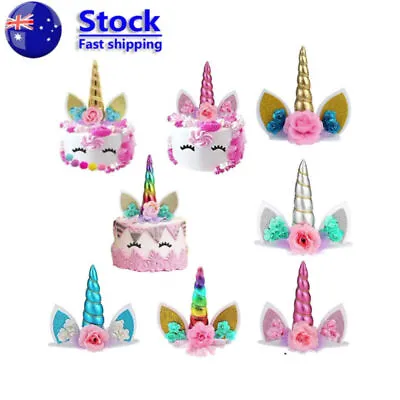 $12.49 • Buy 3D Unicorn Cake Topper Birthday Party Cake Decoration Topper Ears Child!