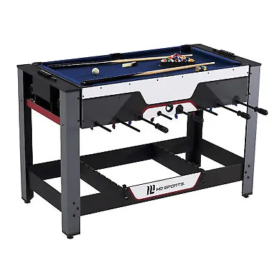 MD Sports 48 Inch 2 In 1 Billiards And Foosbal Swivel Table With Accessories • $251.99