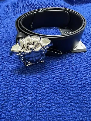 Versace Men’s Medusa Head Leather Belt Color Blk/Palladium Size US 36/ EU 90 • $279.99