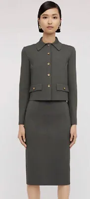 $799 • Buy Scanlan Theodore Crepe Knit Button Jacket & Skirt RRP $1150