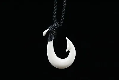 Hawaiian Fish Hook Necklace (Buffalo Bone) - Hand Carved Maui Hook Small Size • $12.26