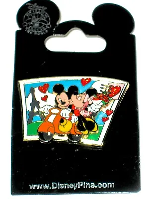 RARE Disney Pin ✿ Mickey Mouse Minnie Postcard Paris Eiffel Tower Roses Scooter • £35.96