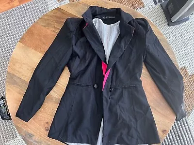 $19.99 • Buy ZARA BASIC Blazer Jacket Black Hot Pink Size M 