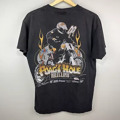 Vtg 1999 Poag’s Hole Hillclimb Distressed Motocross Graphic T-Shirt Men’s L • $49.99