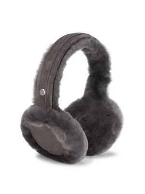 NWT UGG Australia Classic Logo Shearling Earmuffs / Charcoal / NEW • £80.72