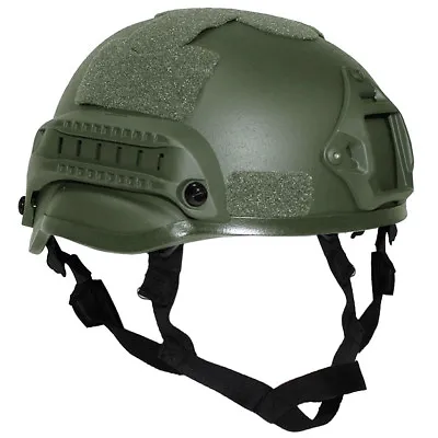 Tactical Combat Helmet 'Mich 2002' Rails Padding Chin Strap Airsoft Olive Green • $127.95