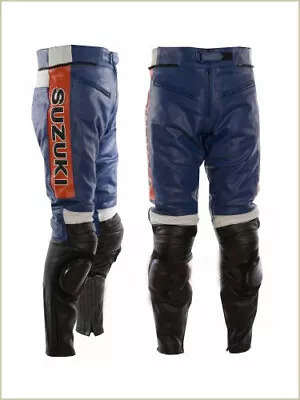 SUZUKI Biker Motorcycle Leather Trouser MOTOGP Racing Men Motorbike Leather Pant • $149.19