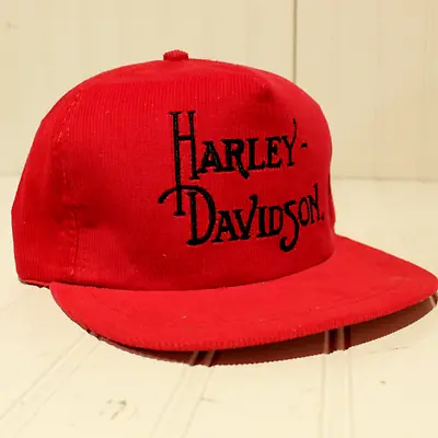 Vintage Harley Davidson Hat Genuine Red Corduroy Cool NOS Retro • $19.99