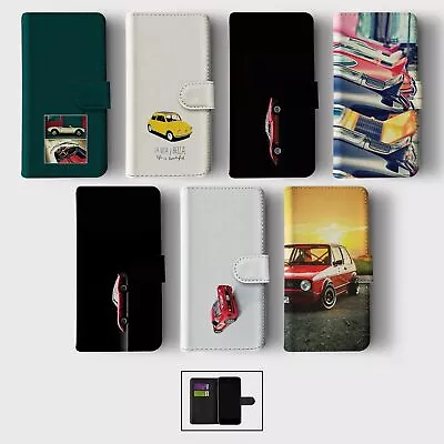 Case For Iphone 15 14 13 12 11 Se Wallet Flip Phone Cover Classic Cars Retro • £8.99