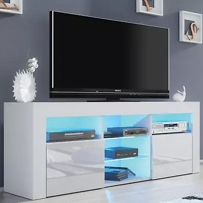 TV Unit 145 Cm Modern Cabinet TV Stand High Gloss Doors With Free LED • £159.90