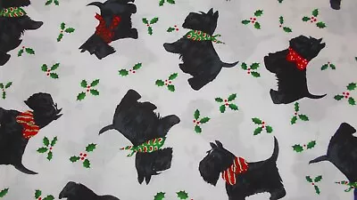 Daisy Kingdom Fabric Scottie Dogs Christmas Holly Cotton 36  X 18  • $11.95