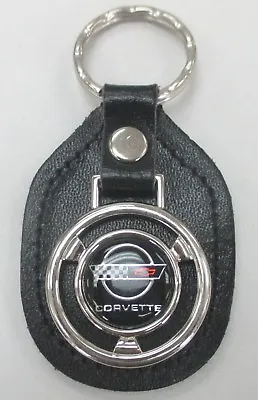 Vintage Black C 4 CORVETTE 2206 Steering Wheel Black Leather C4 Key Ring • $23.95