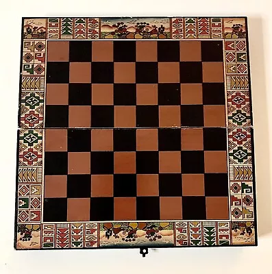 Chess Set Aztec Mayan Conquistador Hand Painted Portable Used • $40