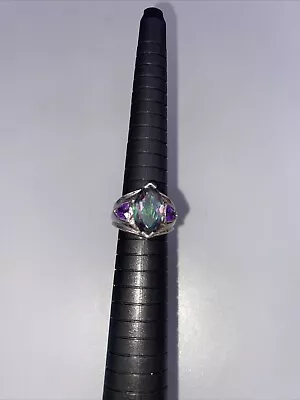 Gorgeous 1ct Rainbow Mystic Topaz 925 Solid Sterling Silver Marquise Ring 7 • $21.50