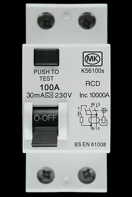 £12.35 • Buy MK 100 AMP 30mA DOUBLE POLE RCD TYPE A K56100S