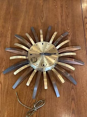 Vintage Mid Century Modern Starburst Sunburst Wall Clock United Corp 60s No. 413 • $299.99