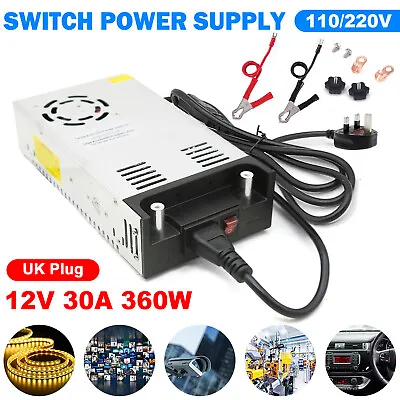 AC 110V/220V To DC 12V 30A 360W Switch Power Supply Adapter For LED Strip Light • £41.99