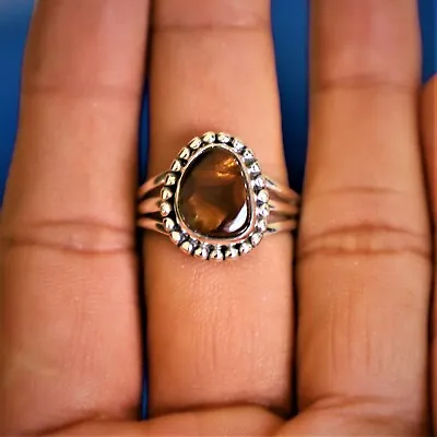 Mexican Fire Agate Natural Gemstone 925 Sterling Silver Handmade Jewelry Ring • $34.84