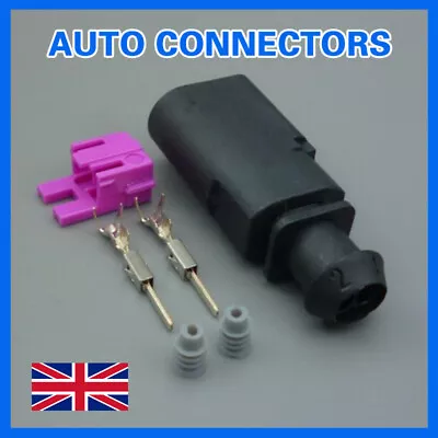 2 Pin Connector Plug Fan Airbags Sensor Male Audi Vw Skoda 1J0973802 Mure UK • £3.95