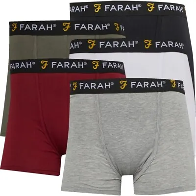 Farah Mens Boxer Shorts / Trunks - Assorted 5 Pack - All Sizes - Great Value • £24.99