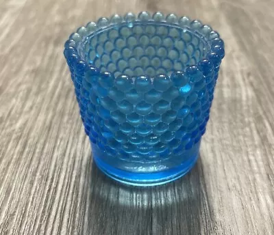 Vintage Cobalt Blue Glass Hobnail Candle Votive Toothpick Holder 1970s • $4.75