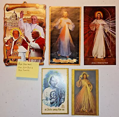 Vintage Lot Of 20 Catholic Religious Prayer Holy Cards One Plaque With 3 Popes • $14.95