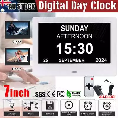 7'' LED Day Clock Large Digital Wall Calendar Dementia Date Month Year Alarm AU • $40.45