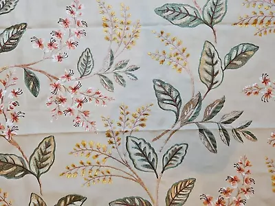 Colefax & Fowler Fairlight Floral Embroidery Red Pink green Yellow On Linen • £1.99