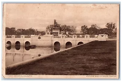 C1910's Victoria Memorial Statue Of Queen Victoria Calcutta India Postcard • £14.23