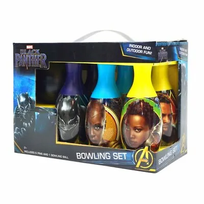 Black Panther Bowling Set Toy Gift Set For Kids Indoor Outdoor Fun 6 Pins 1 Ball • $18.95