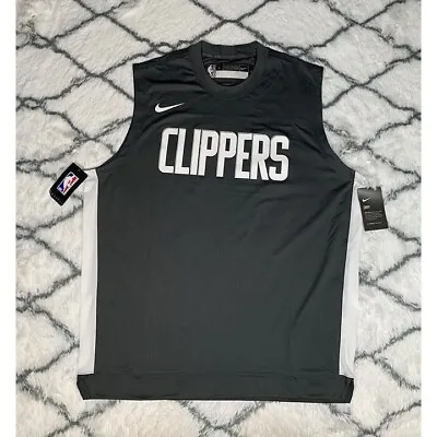 NIKE Dry LA Clippers Team Issue NBA Warmup Tank Shirt Gray Mens Sz LT *NEW* RARE • $32.99