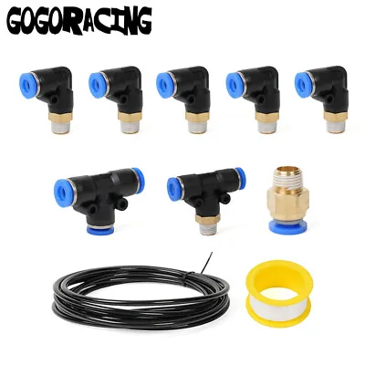 PU Air Hose Tube Kit 6mm OD 1/4  Push To Connect Air Fittings Air Line Pipe • $16.95