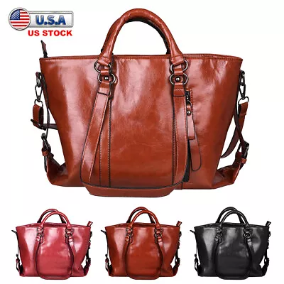 Vintage Soft Leather Tote Handbag Ladies Fashion Crossbody Shoulder Hobo Bag • $21.04