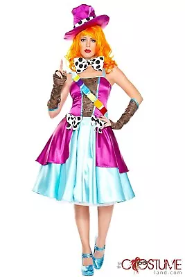 Classic Hatter Woman Costume Adult Fancy Mad Outfit Halloween Cosplay Dress Up • $28.79