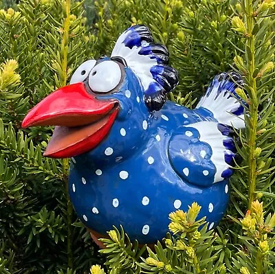 Ceramic Garden Ball Decoration Statue Animal Crimson Bird H18cm Midene Handmade • £62.28