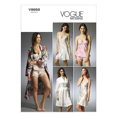 Vogue Easy SEWING PATTERN V8888 Misses' RobeCamisoleSlipPanties 6-14 Or 14-20 • £19.99