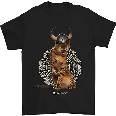 Funny Viking Cat The Vanquisher Mens T-Shirt 100% Cotton • $13.24
