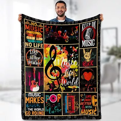 Music Note Blanket Gifts For Music Lovers Rock And Roll Women Kids Adults Bo... • $26.83