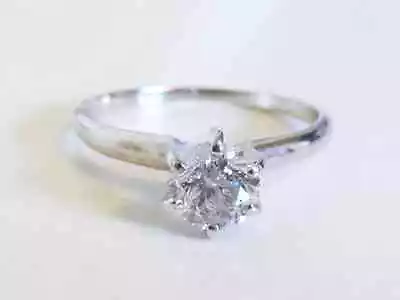 Classic Round Diamond Solitare Engagement Ring 14k White Gold 0.66ct/ Vintage  • $2250