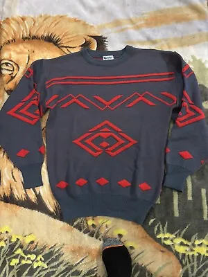 Vtg Meister Ski Sweater Sz XL Adult Pullover Gray And Red Patterns *Nice* • $39.99