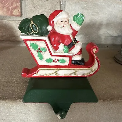 Vintage Midwest Cannon Stocking Holder Santa In Sleigh Cast Iron Heavy • $22