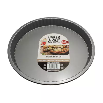 £10 • Buy Flan Dish Fluted Loose Bottom Base Non-Stick Cake Baking Quiche Tin Tart Sponge