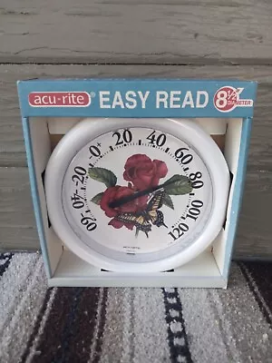 Vintage AcuRite 1998 8.5-Inch Wall Thermometer Butterfly & Rose's New • $20